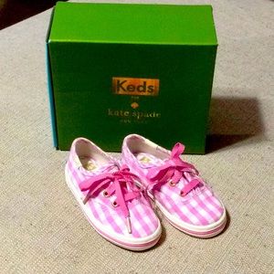 NWOT Kate Spade Keds pink gingham size 5 toddler